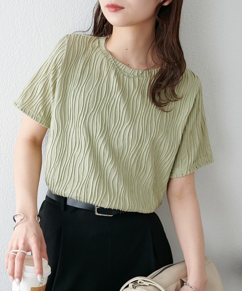 Discoat（ディスコート） tシャツ 「WEB限定」立体ジャガード5分袖