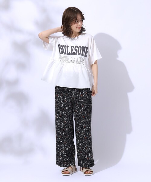 Cutie Blonde tシャツ 一枚でこなれ見え 裾フリル切り替えT