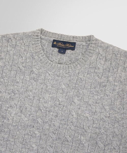 Brooks Brothers ケーブルニット ブラウン M カジュアル BROOKS BROTHERS セーター ニット ウール GFロゴ ケーブル