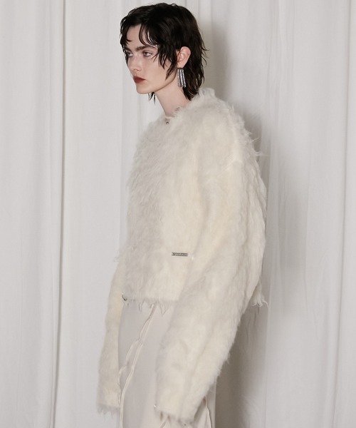 PRANK PROJECT/Piercing Shaggy Knit ホワイト PRANK PROJECTプランク