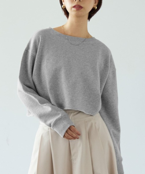 tシャツ クロップドスウェットプルオーバー「低身長・小柄女性」 レディース