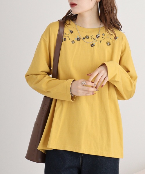 tシャツ EMAGO お花刺繍プルオーバー レディース Emago tシャツ EMAGO お花刺繍プルオーバー レディース