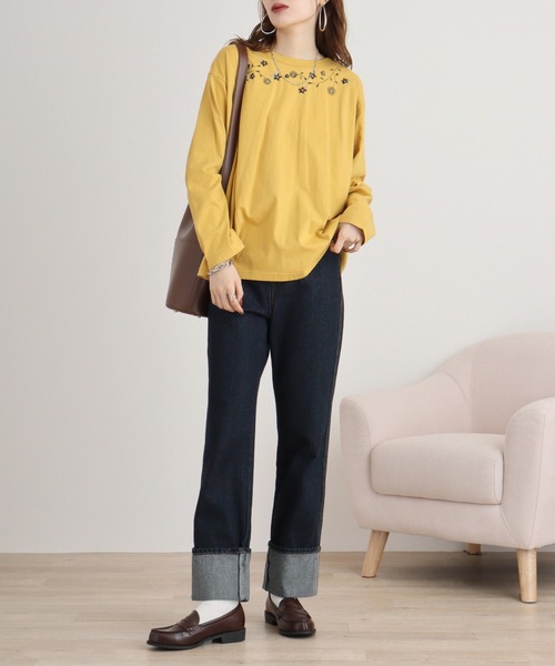 tシャツ EMAGO 花刺繍プルオーバー レディース Emago tシャツ EMAGO お花刺繍プルオーバー レディース