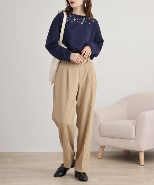Emago tシャツ EMAGO お花刺繍プルオーバー レディース