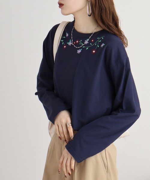 tシャツ EMAGO お花刺繍プルオーバー レディース Emago tシャツ EMAGO お花刺繍プルオーバー レディース