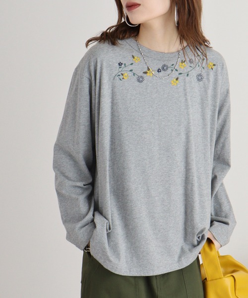 tシャツ EMAGO 花刺繍プルオーバー レディース Emago tシャツ EMAGO お花刺繍プルオーバー レディース