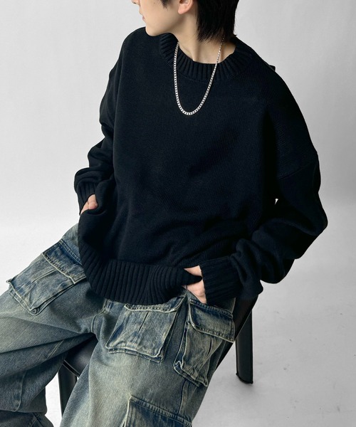 Matin Kim◆ニット・セーター(薄手)/M/アクリル/BLK Matin Kim(マーティンキム) / ニット・セーター(薄手)/M