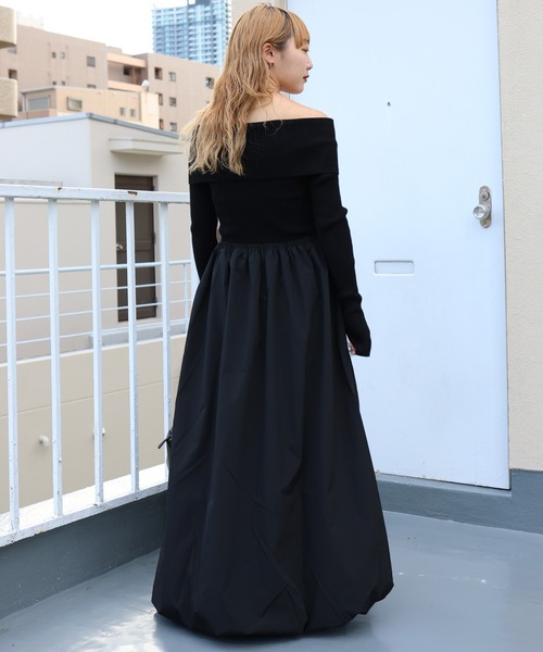 Mili affinity ワンピース オフショルニットドッキングバルーン