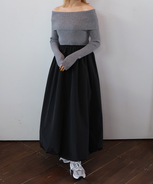 Mili affinity ワンピース オフショルニットドッキングバルーン