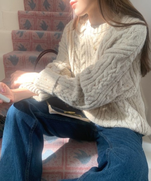 sorule ニット セーター メランジケーブルニット レディース