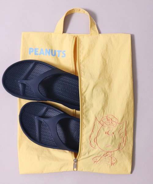 PEANUTS 旅行 (ACT)「PEANUTS」フェイス 刺繍 ナイロン ワイド