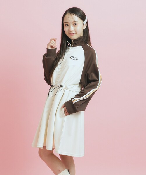 C.pink♡プロフお読みください ドッキングドロストワンピース ピンク カットワーク膝丈リブ編みニットワンピースsdpxyf6506 ピンク