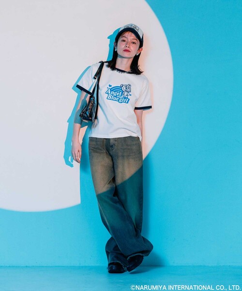 ナルミヤキャラクターズポップアップTシャツ ナカムラくん コミックTシャツ(F(バスト79-94cm) ライト ブルー