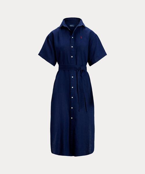POLO RALPH LAUREN シャツワンピース リネン ショートスリーブ