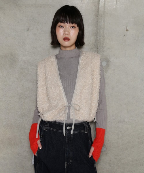 ベスト ジレ (CHIGNON)ボアオーガンベスト レディース CHIGNON ベスト ジレ (CHIGNON)ボアオーガンベスト レディース