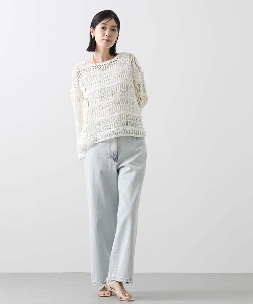 ニット セーター クロシェ透かしボートネックニット レディース Gready Brilliant ニット セーター クロシェ透かしボートネック
