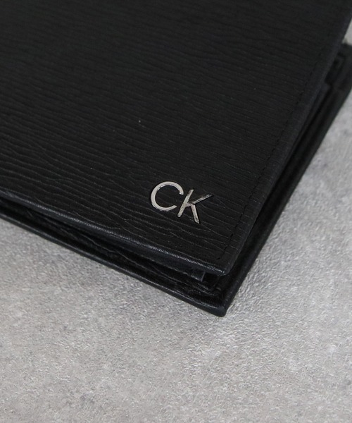 Calvin Klein 財布 型押し加工2つ折り財布レザー メンズ
