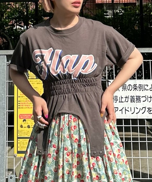 tシャツ シャーリング裾ぴろんT レディース