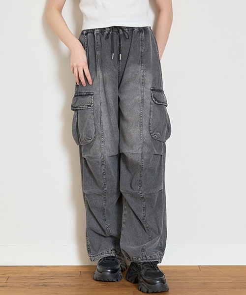 LOVETOXIC パンツ 「LTXC」「接触冷感/ひんやり」デニムカーゴパンツ