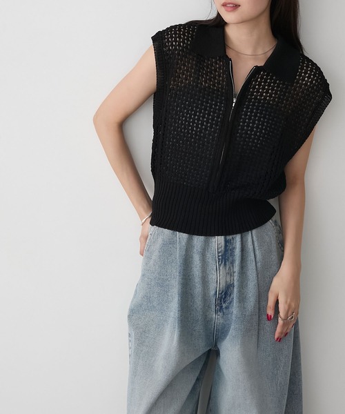 ISSEY MIYAKE メッシュ編み 半袖トップス ISSEY MIYAKE メッシュ編み 半袖トップス ウィメンズ／トップス