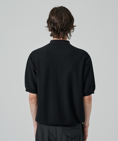 MARKA ビッグポロシャツ 一部店舗限定】MEN カラーブロックピケポロシャツ ブラック