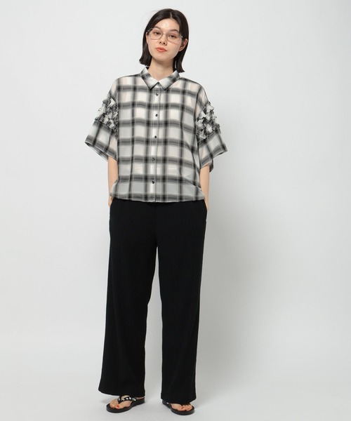 ブラウス シャツ Anna Nicola チュールシアープリントブラウス レディース Anna Nicola ブラウス シャツ チュールシアープリントブラウス