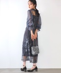 パンプス グリッター チャンキーヒール シアー...の詳細画像4
