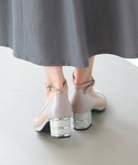 パンプス グリッター チャンキーヒール シアー...の詳細画像3