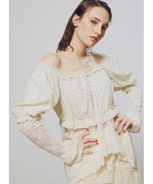 コエルフリルブラウス美品coel COEL（コエル） ブラウス シャツ ヴィンテージレースフリルブラウス