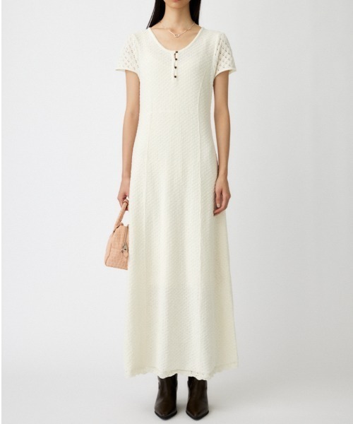 MOUSSY（マウジー） ワンピース 半袖 OPEN NECK MERMAID ドレス