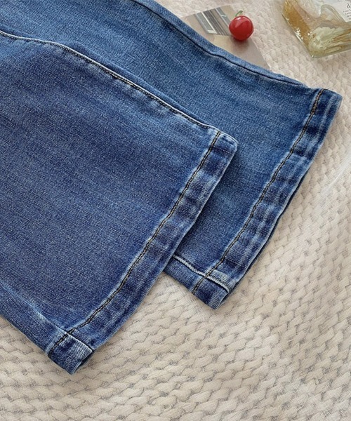 「SEU」 加工ブーツカットデニムパンツ L ブルー レディース