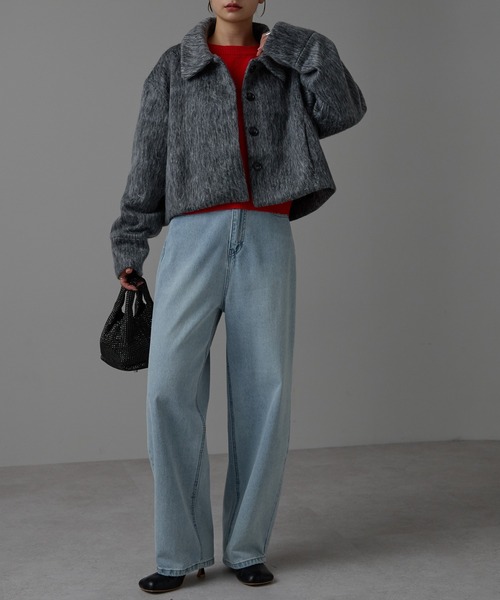 r.（アールドット） ブルゾン アウター シャギーショートジャケット