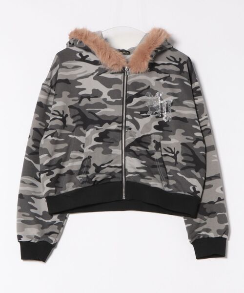 迷彩柄ファー付きジップアップパーカー　サプライヤー　パーカー　メンズ　レディース パーカー 「迷彩×ファー付き」レディース 裏毛スウェットジップ