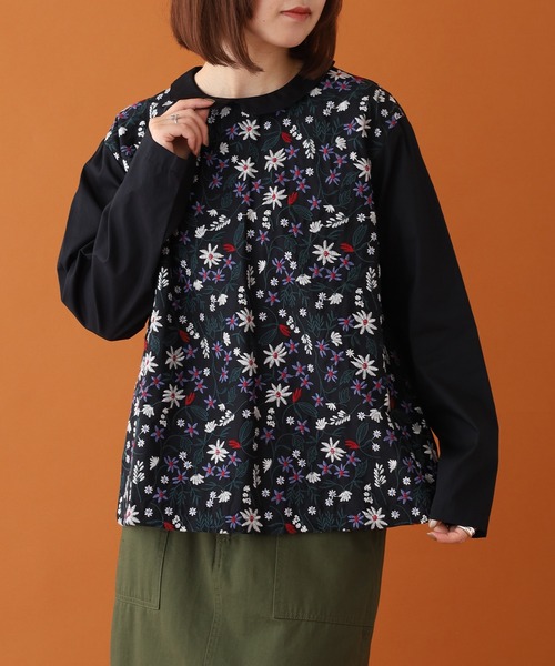 Emago（イマゴ） ブラウス シャツ 小花刺繍ブラウス レディース