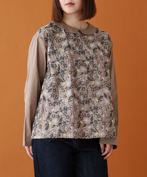 Emago（イマゴ） ブラウス シャツ 小花刺繍ブラウス レディース 
