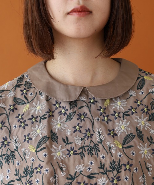 Emago（イマゴ） ブラウス シャツ 小花刺繍ブラウス レディース 