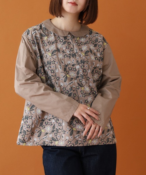 Emago（イマゴ） ブラウス シャツ 小花刺繍ブラウス レディース 