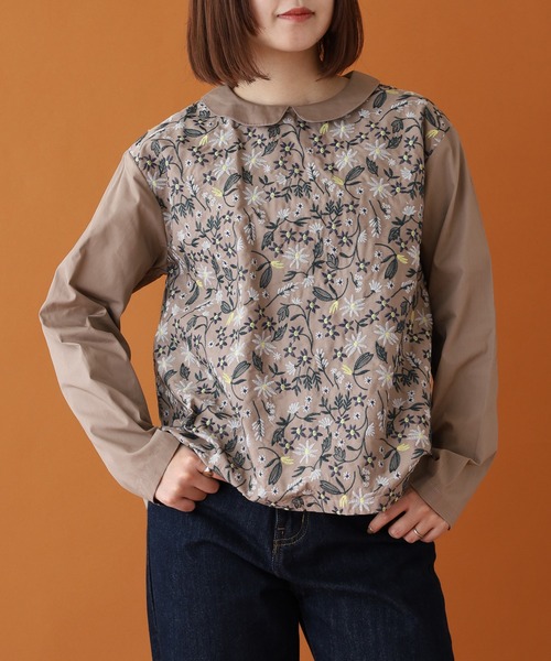 Emago（イマゴ） ブラウス シャツ 小花刺繍ブラウス レディース 
