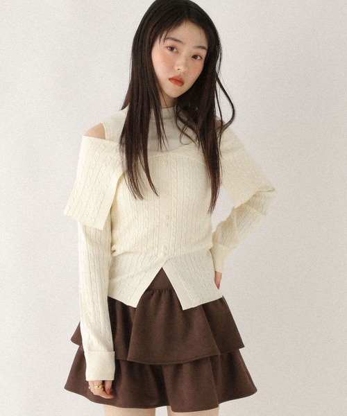 レイヤードオフショルニット Heather（ヘザー） ニット セーター レイヤードオフショルニット