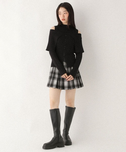 レイヤードオフショルニット Heather（ヘザー） ニット セーター レイヤードオフショルニット