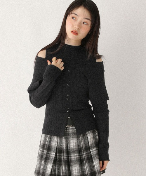 レイヤードオフショルニット Heather（ヘザー） ニット セーター レイヤードオフショルニット