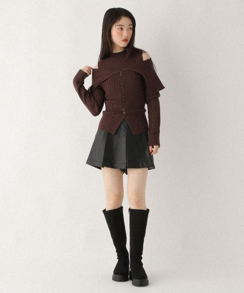 Heather（ヘザー） ニット セーター レイヤードオフショルニット