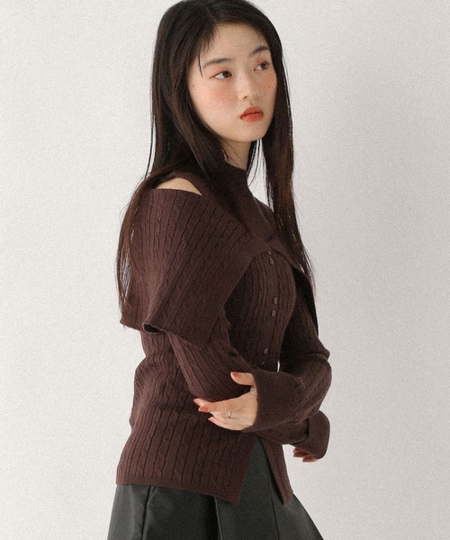 Heather（ヘザー） ニット セーター レイヤードオフショルニット
