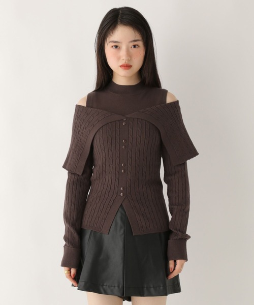 定価以下！12/10までの出品です！レイヤードオフショルニット jouetie（ジュエティ） ニット セーター シャツレイヤードオフショル