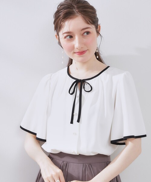「couture brooch」 半袖ブラウス 36 オフホワイト レディース_画像5