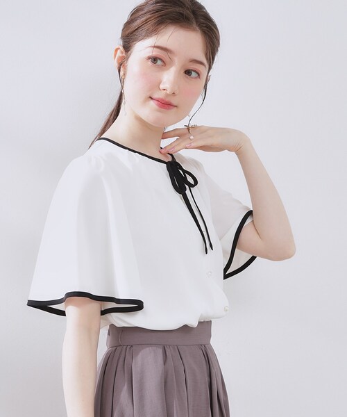 「couture brooch」 半袖ブラウス 36 オフホワイト レディース_画像6