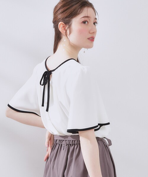 「couture brooch」 半袖ブラウス 36 オフホワイト レディース_画像9