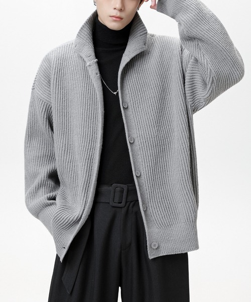 ●JOHNNY WOLF ジョニーウルフ　メンズ　穴あき　ロングカーディガン JOHNNY WOLF（ジョニーウルフ） カーディガン ふわもち リブ編みニット