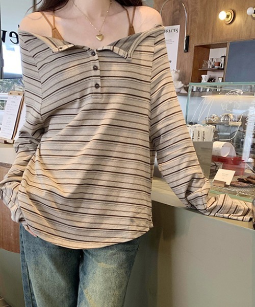 「GEMEDA」 長袖カットソー M ベージュ レディース_画像2