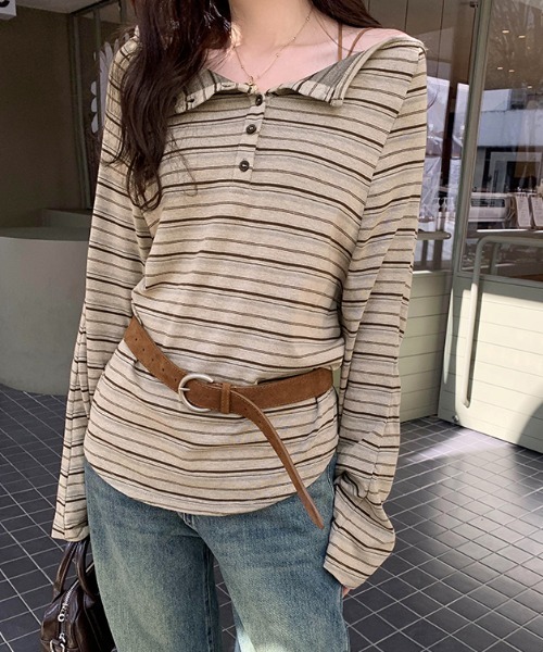 「GEMEDA」 長袖カットソー M ベージュ レディース_画像5